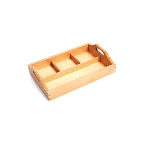 Amazing Child Montessori Attractive 3 Compartment Sorting Tray - SMALL tray with one long section 7 1/8" x 2" and 3 smaller compartments 2 3/8" x 2 1/8" Cover