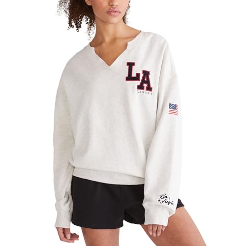 LA Notch-Neck Sweatshirt, LIGHTEST HEATHER GREY, XXL