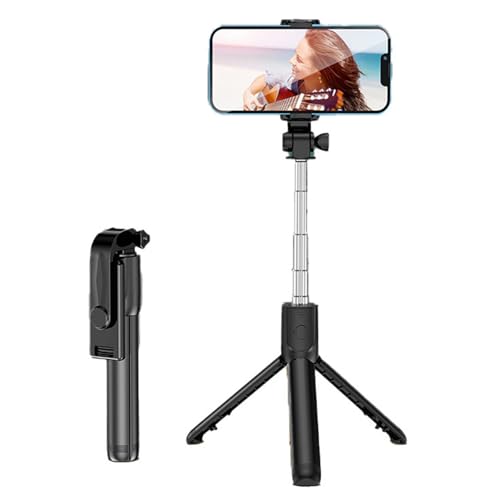 Palo selfie con cable y espejo remoto plegable universal para selfie, color negro