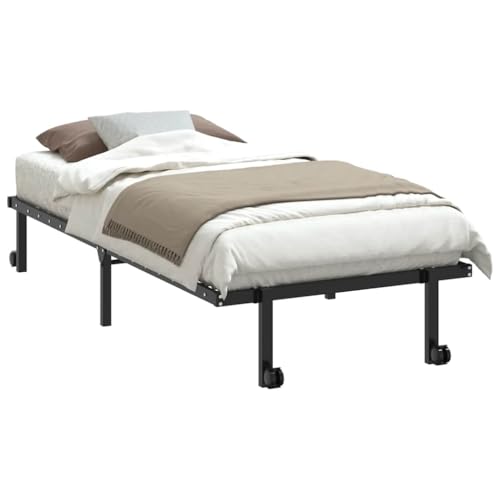vidaXL Estructura de Cama sin colchón Plegable Negro Acero 90x190 cm, Marco de Cama de Metal, Marco de Cama Plegable, Base de Cama