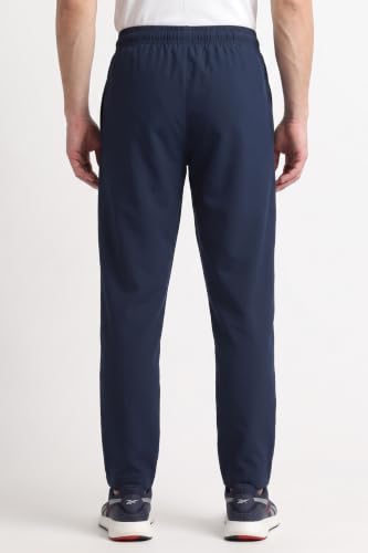 Image of Reebok Men's Woven Mesh Track Pants - Breathable Mesh Panels Gym Trackpants for Men | Training Running Payjama for Men | Athletic Pants - Elastic Drawcord Waistband