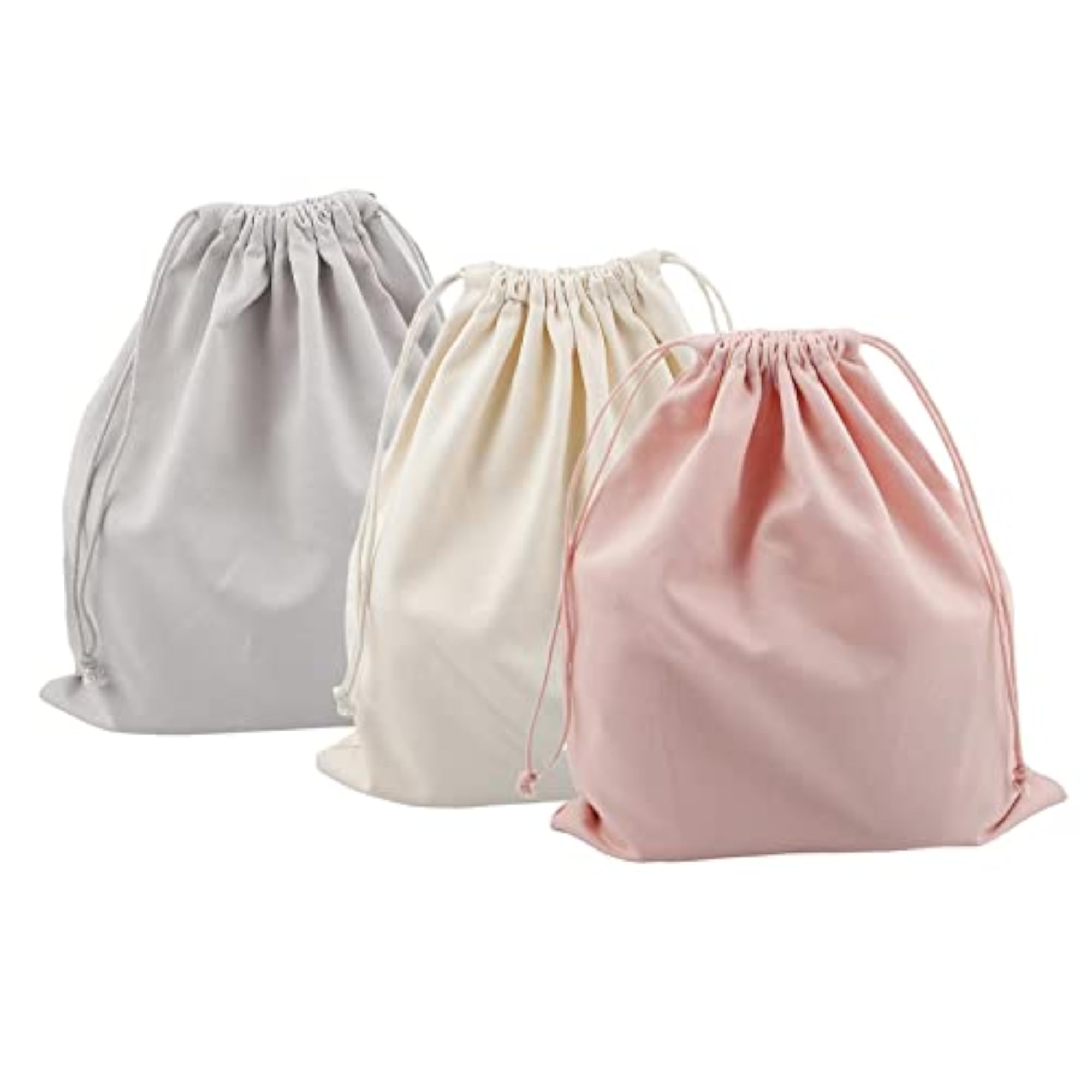 3 Pcs Canvas Drawstring Storage Bag for Shoes, Portable Organizer
