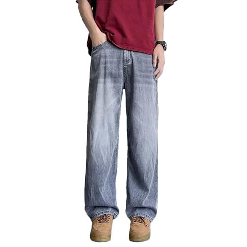 Hndudnff Men's Slim Fit Stretch Jeans Loose Fit Wide Leg Denim Trousers Baggy Pants