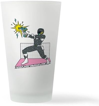 CafePress Power Rangers Black Ranger Blasting Pint Glass, 16 oz. Drinking Glass