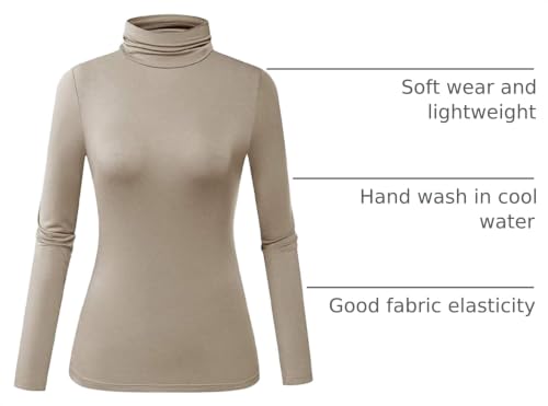 Image of Herou Womens Long Sleeve Turtleneck Slim Fitted Lightweight Casual Active Layer Tops Shirts
