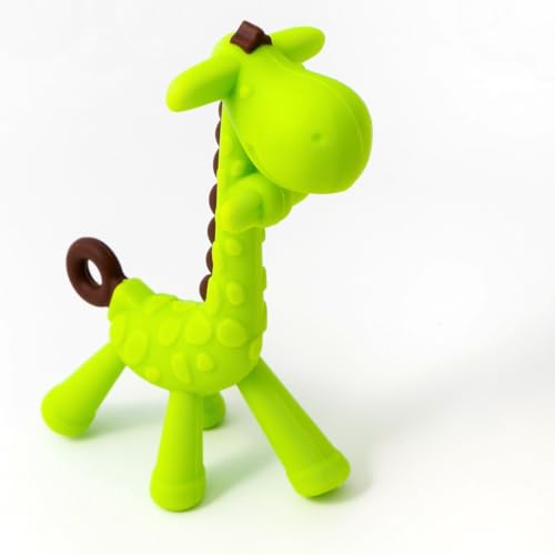 Image of Giraffe Soft Silicone Teether for Baby Gums, Teething Toys for Babies, BPA Free, Pain-Relief, Non-Toxic, 100% Food Grade, Soothing & Smooth Edges Easy to Grasp Chewable - Green (Pack of 1)