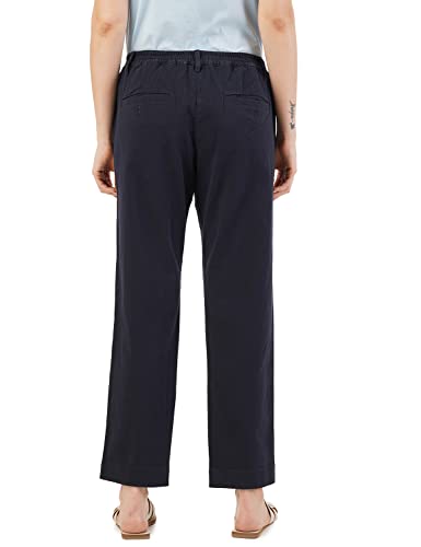FYLTR Chino confortable en coton stretch avec taille élastique pour femme, Bleu marine lourd, 28