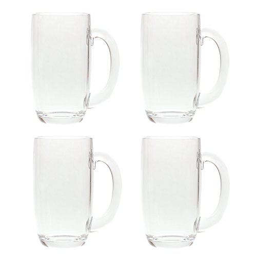 QG 21 Ounces Clear Acrylic Plastic Drinking Beer Mug Set of 4
