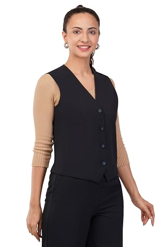Image of SaintX Women's Waist Coat | Sleeveless | Stylish Executive Wear | Formal Blazer Waistcoat | Office wear
