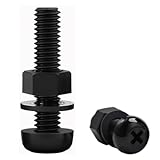 mateju 50-sets m2 nylon screws with nuts washers fastener assortment kit m2 nylon bolts (black,m2 x 8)