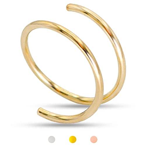 14k Gold Filled 20G Double Hoop Nose Ring for Single