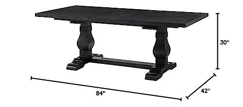 Martin Svensson Home Napa Solid Wood Black Trestle Extendable Leaf Dining Table - Thumbnail 3