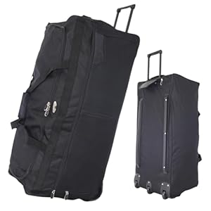 Bordlite 34" XXL 3-Wheel Holdall – Extra Large Rolling Travel Bag with Extendable Handle, Durable Heavy-Duty Duffel Luggage for Long Trips, Sports, Road or Camping Adventures – Black