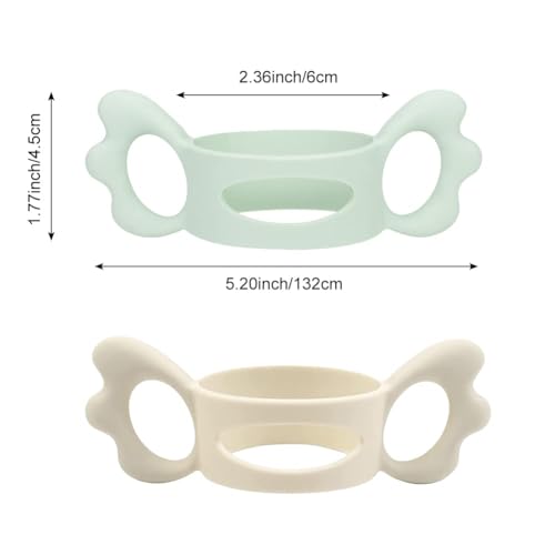 Zhenghebuy Babyflaschen Griffe Silikon 2 Stück Flaschengriff Halter,Baby Flaschengriffe Silikon,Weithals Babyflaschengriffe,Baby Silikon Flaschengriffe für Baby Kleinhand Greifdesign Grün+Weiß