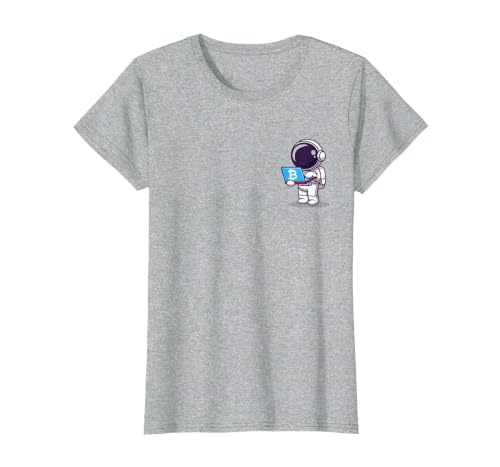 Astronaut Buy Ticket to Moon with BTC Bitcoin T-Shirt, Women, Heather Grey, Large