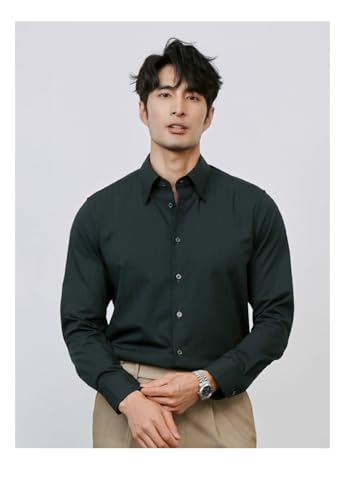 Men's Shirt Male's Autumn Long Sleeved Tops-Green01-Medium3