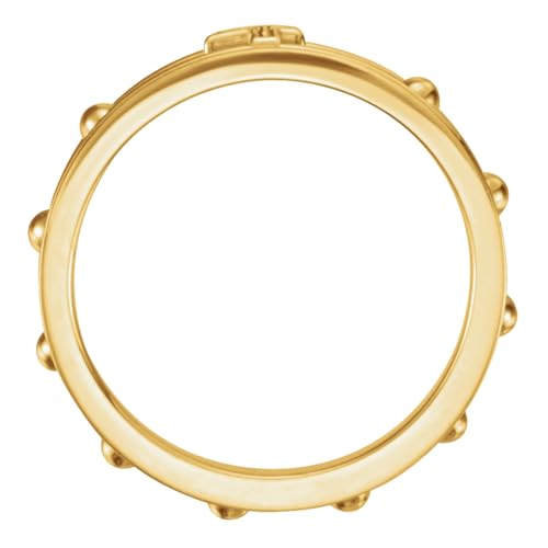 14k Yellow Gold 3.20mm Rosary Ring – Faith-Inspired Elegant Jewelry for Men & Women, Ideal Religious Accessory, Unisex Prayer Ring3