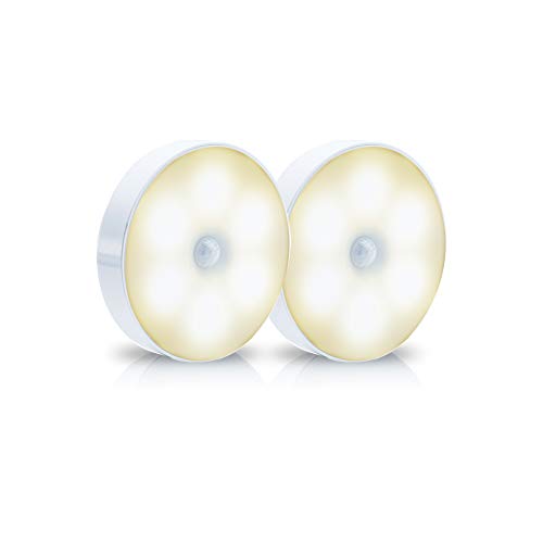 Preisvergleich Produktbild LIEBMAYA Nachtlicht mit Bewegungsmelder, Auto ON / OFF LED Lichter,Schrankleuchten, Magnetisch Sensor Licht für Garderobe, Treppen, Küche, etcWarmes Weiß (2 Pack)