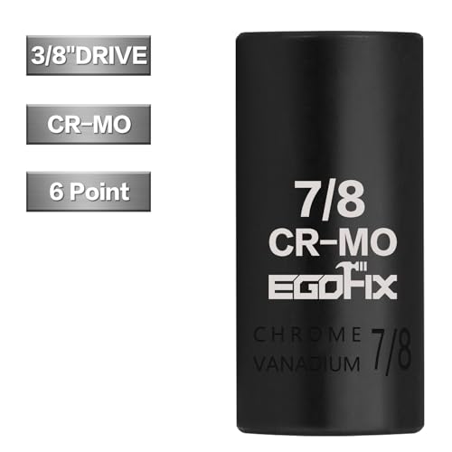 Image of 3 /8 inch Drive Deep Impact Socket, 7 /8 Inch SAE Socket, CR-MO 6 Point for Easy Removal of Axle Nut