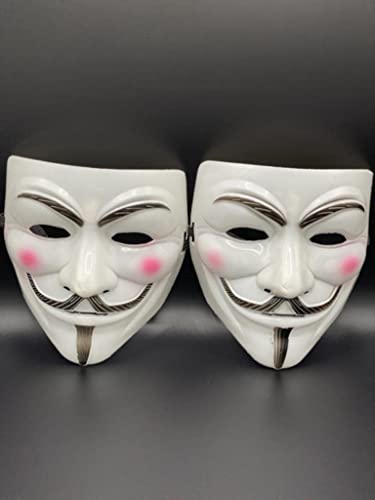 Edozos Pacote de 2 máscaras unissexo para adultos e crianças em V para Vendetta Anonymous Hacker para Halloween, Natal, carnaval, festival, festa de fantasia