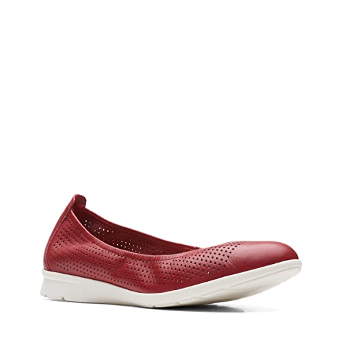 Clarks Clarks Jenette Ease Ballet Flat, Red Leather, 10 Medium