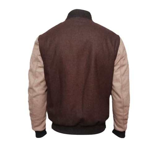Hotline Miami Appealing Flight Bomber Varsity Jacket - Lightweight Brown Woolen Letterman Jacket for Men XS-3XL3