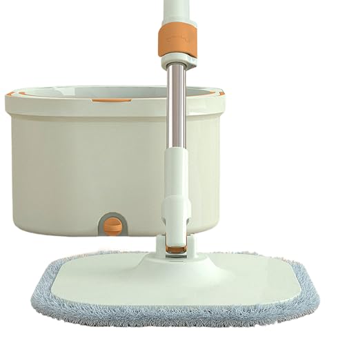 DECORN Flaches Bodenwischer- und Eimersystem-Set mit Presse, Selbstreinigender Spin Mop und Eimer Trennen Sauberes und Schmutziges Wasser,Blue