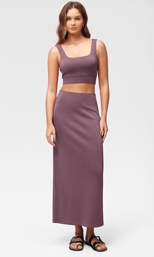 Image of ODODOS Modal Soft Maxi Skirt for Women, Back Slit High Waist Casual Long Pencil Skirts
