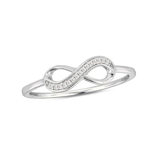 Cali Trove 1/20cttw Diamond Infinity Ring for Women in 10K White Gold | Women's Promise Ring with Round White Diamond Accents | Mother's Day Gift | White Gold Jewelry with Infinity Sign for Women 8