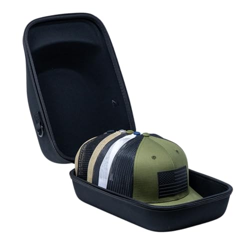 HOV Hard Travel Hat Holder Organizer - Dust Proof 13x9x6in EVA Case with Wearable Strap and Small Zipper Bag Inside for Hat Pins, Ensuring Hat Safety