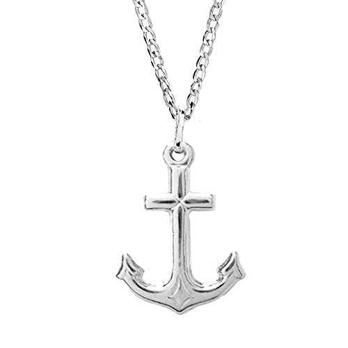 Ritastephens Sterling Silver Large Mariner Shiny Cross Anchor Charm Pendant Necklace 20 or 24 Inches