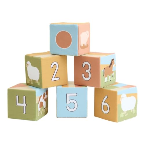 Kaplan Early Learning Farm Animal Soft Blocks - 6-Piece Soft Foam Block Set for Infants & Toddlers, Ages 6+ Months
