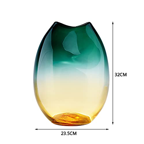 Lichte Luxe Gebrandschilderde Transparante Glazen Vaas, Moderne Stijl GradiëNt Tulpenvaas, Geometrische Modellering Bloemencontainer Voor Woonkamer Slaapkamer Veranda - Afbeelding 3