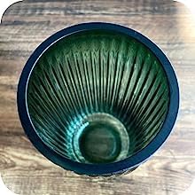 Miniatura 6 de Jarrón de cristal verde grueso de 10 pulgadas, florero de cristal acanalado para decoración rústica del hogar, jarrones decorativos para flores para