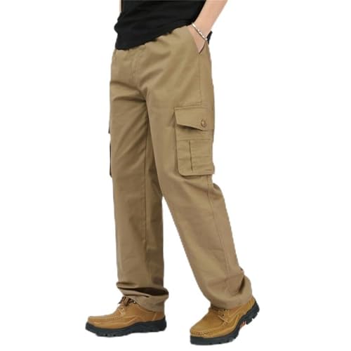 Adorlina Pants for Men Flexrover Ultra Comfort Flex Fit Multi-Pocket Durable Pants Casual Elastic Waist Tactical