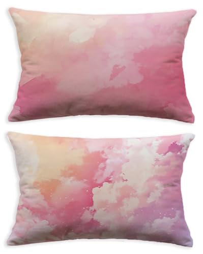Housse de coussin rose taie oreiller 60x90 rectangulaire lot de 2 velours salon maison O-127C - 2