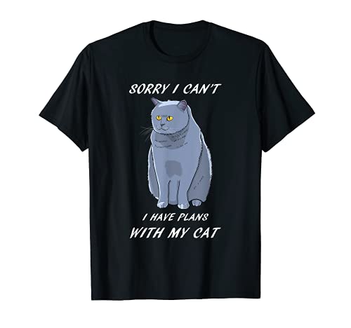Regalo divertido para hombres y mujeres con texto en inglés "I Have Plans with My Cat Grey" Camiseta