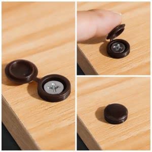 Glvaner GVNS171005-100 M4 (80 Pcs) Dark Brown Color Collated Screws Caps Hinged Screw Cover Caps With 20 Pcs #8 X 1-1/4 Inch (4.2 X 32Mm) Flat Head Wood Screws Stainless Steel 304 (18-8) thumb #1