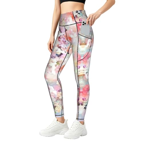 Leggings de flores rosas elásticos que estilizan y sujetan en el gimnasio