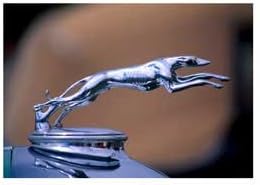 1927 Lincoln Hood Ornament, framed black wood, white matte