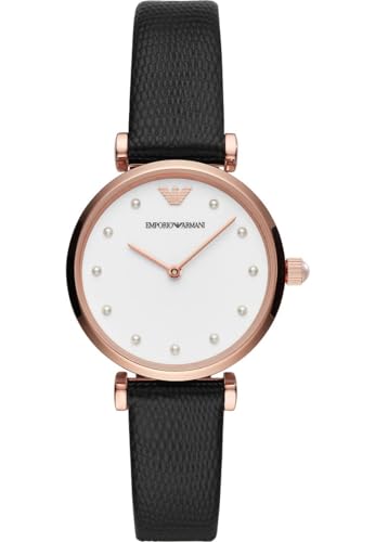 Emporio Armani Montre Femme en Cuir Noir Etanche