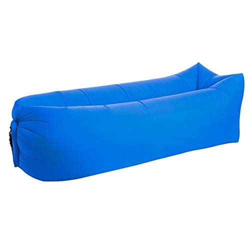 Manta de Picnic Silla Perezosa Sofá Cama, Sala de Estar Colchoneta Perezoso Bolsa de Aire Inflable del cojín del sofá 240 * 70cm de Nylon 190T Laybag Portable Air Beach Bed (Color : Sapphire Square)