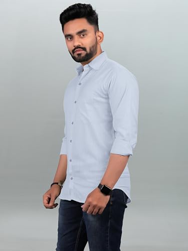 Image of Men Regular Fit Solid Spread Collar Casual Shirt