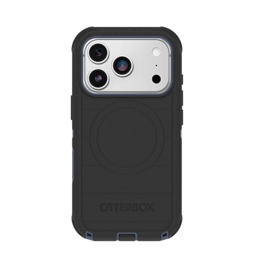 Image of OtterBox iPhone 17 Pro (Only) - Defender Series Case - Black Shadow (Black & Blue) - Snaps on MagSafe - Tough - Rugged & Durable