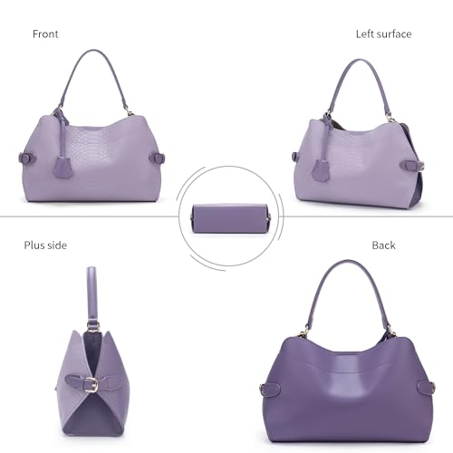 Image of Women Snake Embossed & Faux Suede Hobo Handbag Set Shoulder Crossbody Purse