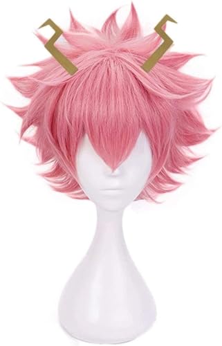 KAPVXRKI My Hero Academia Mina Ashido Cosplay Wig Boku no Hero Academia Hairpin Heat Resistant Synthetic Wigs for Halloween Costume Party Role Play+Wig Cap