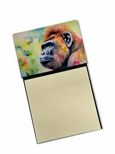 Caroline's Treasures Gorilla Sticky Note Holder Refillable Dispenser Self-Sticky Note Pads, Memo Pads Blank Desk Accessories