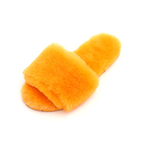 Millffy Women's Wool Fur Slippers Sheepskin Leather Slippers Shearling Fur Fluffy Fuzzy House Bedroom Shoes Slides2