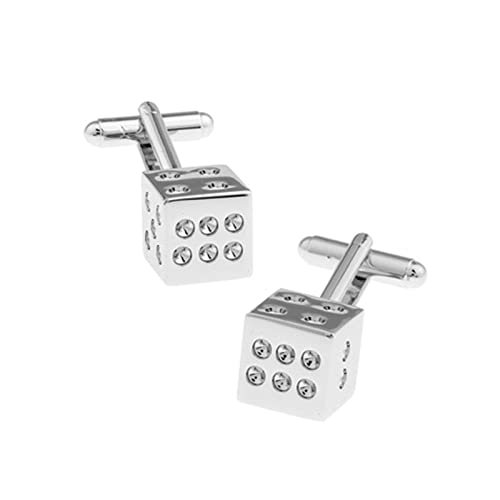 Mancuernillas Daesar Hombre Dados Zirconia Cubica Plateadas miniatura 1