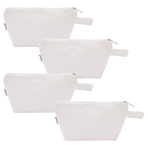 Augbunny 100% Cotton 16oz Heavy Duty Multi-Purpose Canvas Zipper Cosmetics Makeup Travel Toiletry Organizing Pouch 4-Pack Cover